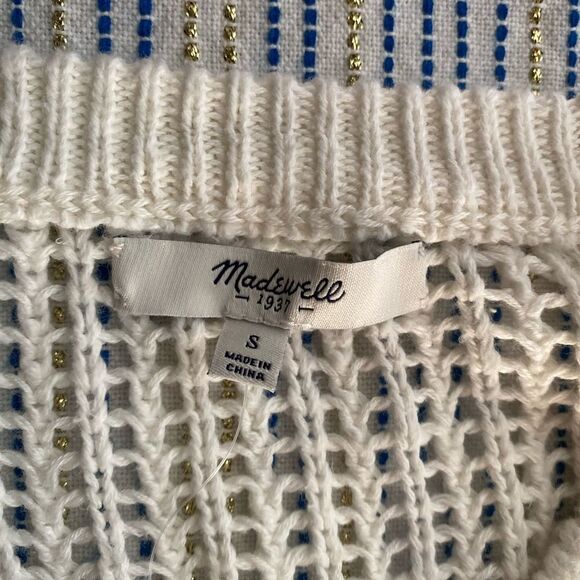 Madewell White Crew Neck Sweater with Textured Knit NWT - Picture 6 of 10